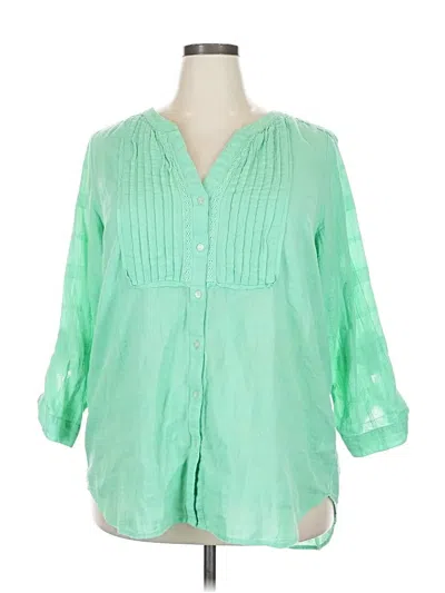 Pre-owned Jm Collection 3/4 Sleeve Blouse In Green