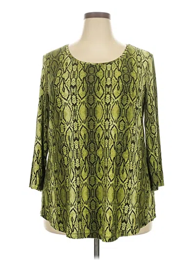 Pre-owned Jm Collection 3/4 Sleeve Blouse In Green