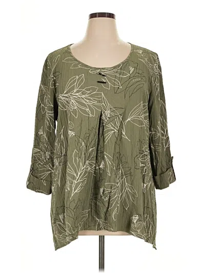Pre-owned Jm Collection 3/4 Sleeve Blouse In Green