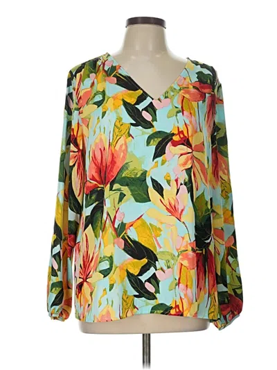 Pre-owned Jm Collection 3/4 Sleeve Blouse In Green