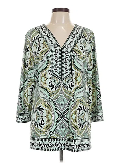 Pre-owned Jm Collection 3/4 Sleeve Blouse In Green