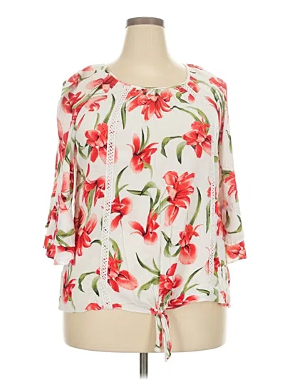 Pre-owned Jm Collection 3/4 Sleeve Blouse In Ivory