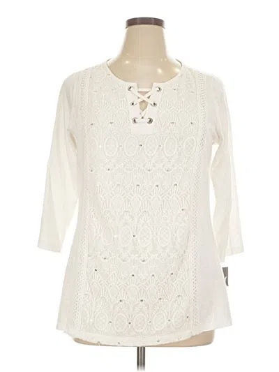 Jm Collection 3/4 Sleeve Blouse In Ivory