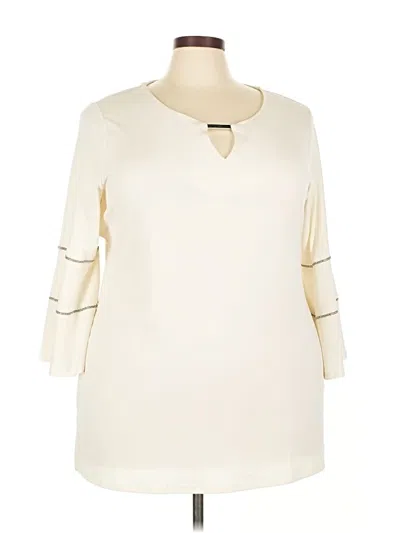 Jm Collection 3/4 Sleeve Blouse In Neutral