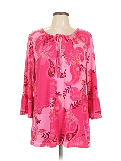 Pre-owned Jm Collection 3/4 Sleeve Blouse In Pink