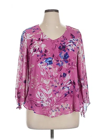 Pre-owned Jm Collection 3/4 Sleeve Blouse In Purple