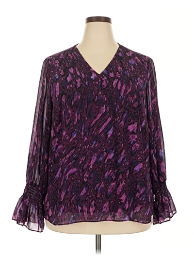 Pre-owned Jm Collection 3/4 Sleeve Blouse In Purple