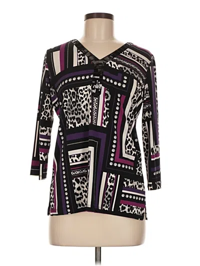 Pre-owned Jm Collection 3/4 Sleeve Blouse In Purple