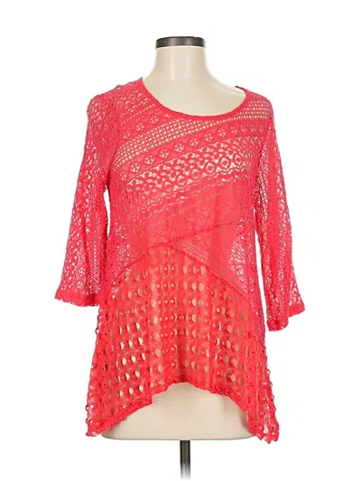 Pre-owned Jm Collection 3/4 Sleeve Blouse In Red