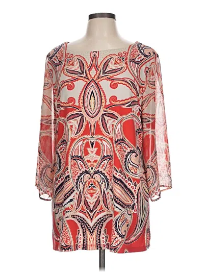 Pre-owned Jm Collection 3/4 Sleeve Blouse In Red