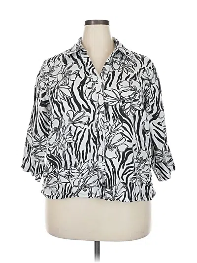 Pre-owned Jm Collection 3/4 Sleeve Blouse In Silver