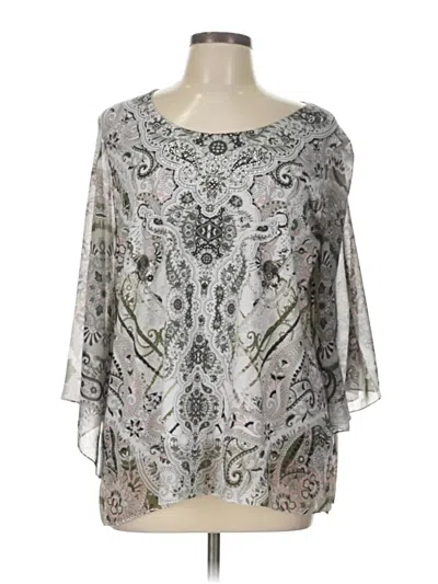 Pre-owned Jm Collection 3/4 Sleeve Blouse In Silver