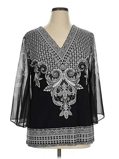 Pre-owned Jm Collection 3/4 Sleeve Blouse In Silver