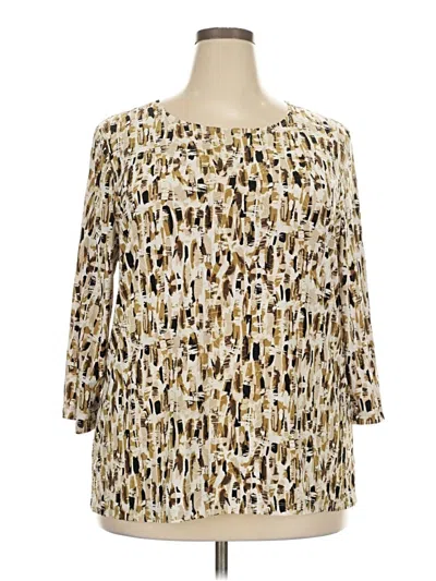 Pre-owned Jm Collection 3/4 Sleeve Blouse In Tan