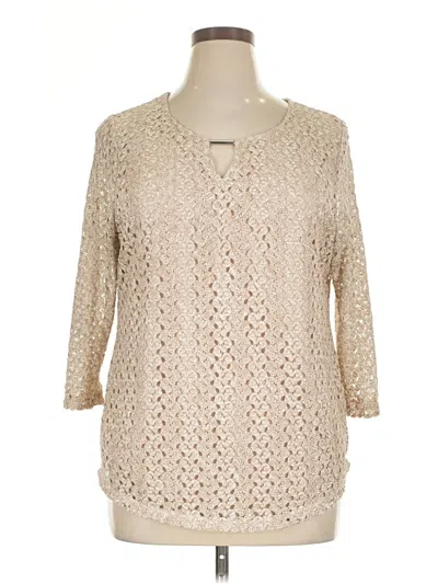 Pre-owned Jm Collection 3/4 Sleeve Blouse In Tan