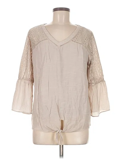 Pre-owned Jm Collection 3/4 Sleeve Blouse In Tan