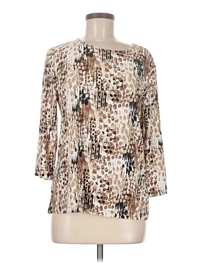 Pre-owned Jm Collection 3/4 Sleeve Blouse In Tan