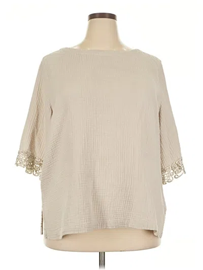 Pre-owned Jm Collection 3/4 Sleeve Blouse In Tan