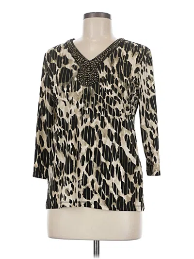 Pre-owned Jm Collection 3/4 Sleeve Blouse In Tan