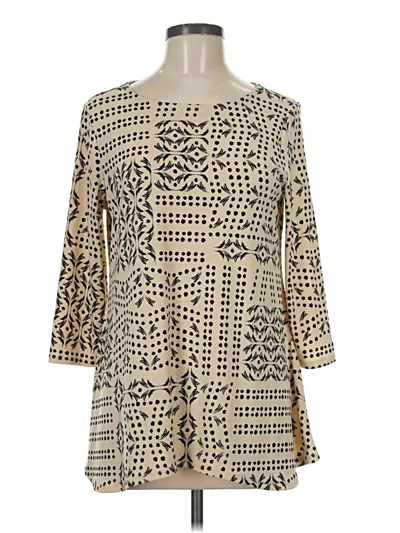 Pre-owned Jm Collection 3/4 Sleeve Blouse In Tan