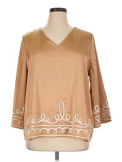 Pre-owned Jm Collection 3/4 Sleeve Blouse In Tan