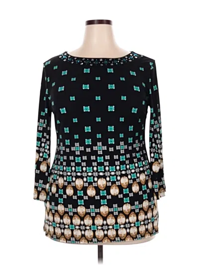 Pre-owned Jm Collection 3/4 Sleeve Blouse In Teal