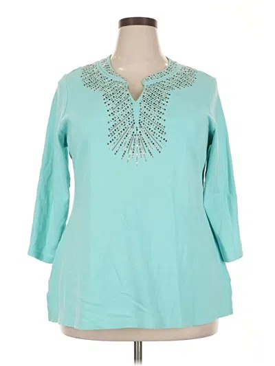 Pre-owned Jm Collection 3/4 Sleeve Blouse In Teal