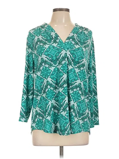 Pre-owned Jm Collection 3/4 Sleeve Blouse In Teal