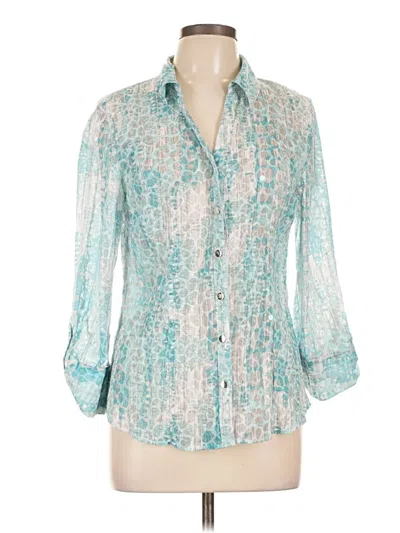 Pre-owned Jm Collection 3/4 Sleeve Blouse In Teal