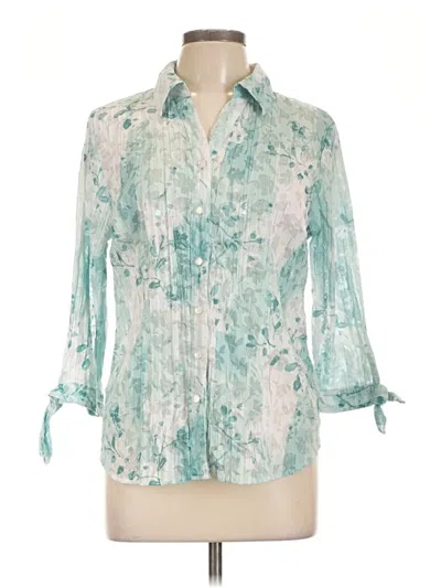 Pre-owned Jm Collection 3/4 Sleeve Blouse In Teal