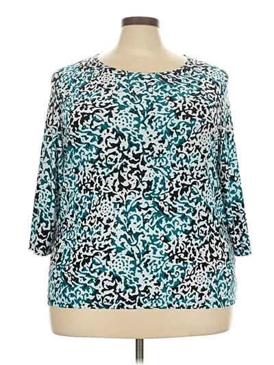 Pre-owned Jm Collection 3/4 Sleeve Blouse In Teal