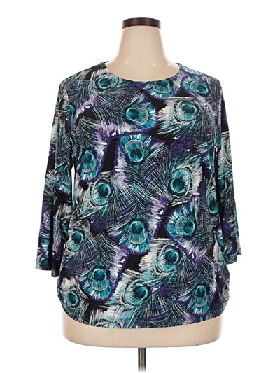 Pre-owned Jm Collection 3/4 Sleeve Blouse In Teal