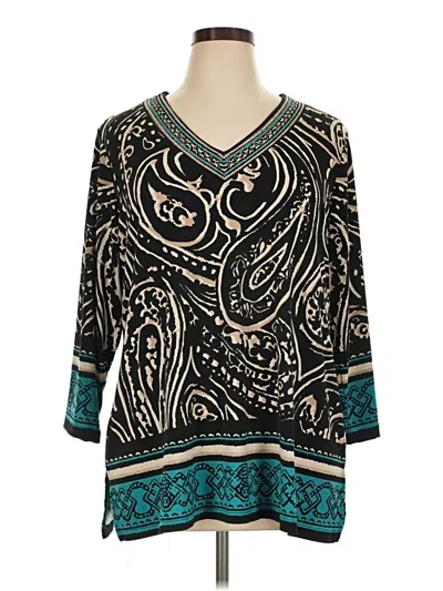 Pre-owned Jm Collection 3/4 Sleeve Blouse In Teal