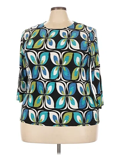 Pre-owned Jm Collection 3/4 Sleeve Blouse In Teal