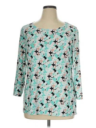 Pre-owned Jm Collection 3/4 Sleeve Blouse In Teal