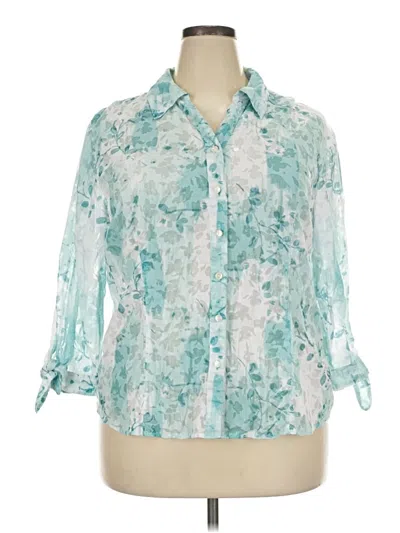 Pre-owned Jm Collection 3/4 Sleeve Blouse In Teal