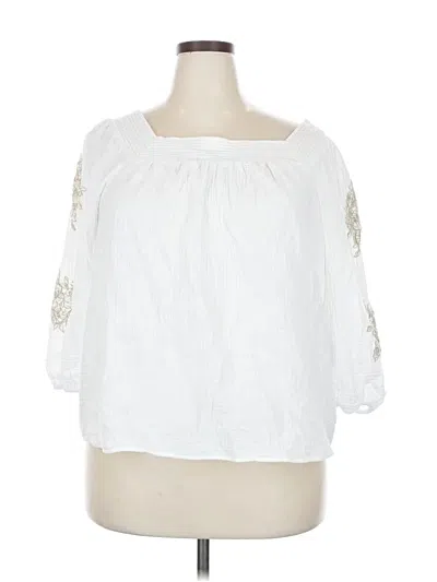 Pre-owned Jm Collection 3/4 Sleeve Blouse In White