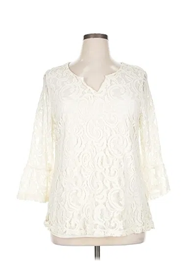 Pre-owned Jm Collection 3/4 Sleeve Blouse In White