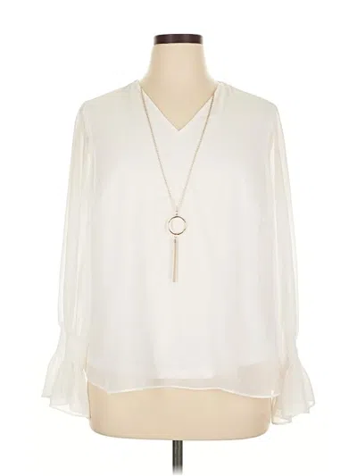 Pre-owned Jm Collection 3/4 Sleeve Blouse In White