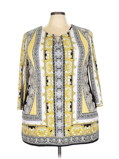 Pre-owned Jm Collection 3/4 Sleeve Blouse In Yellow