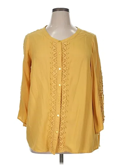 Pre-owned Jm Collection 3/4 Sleeve Blouse In Yellow