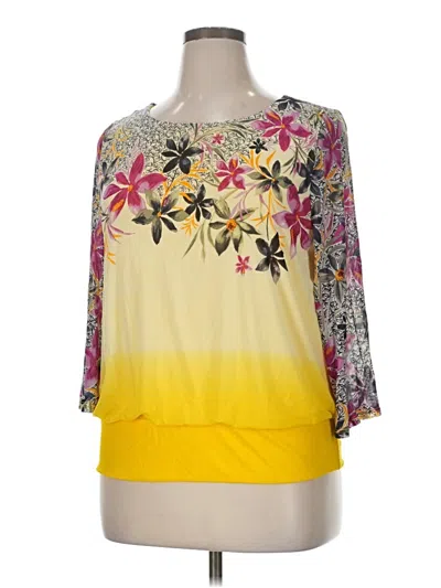 Pre-owned Jm Collection 3/4 Sleeve Blouse In Yellow