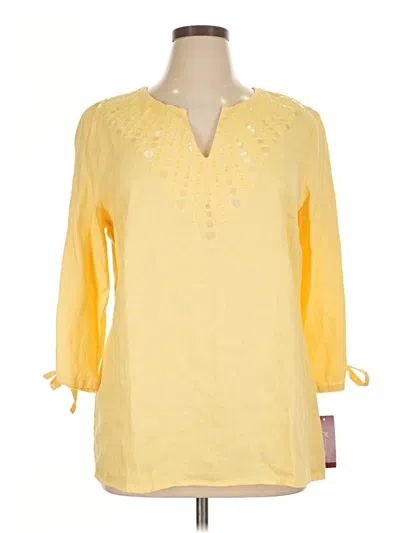 Pre-owned Jm Collection 3/4 Sleeve Blouse In Yellow
