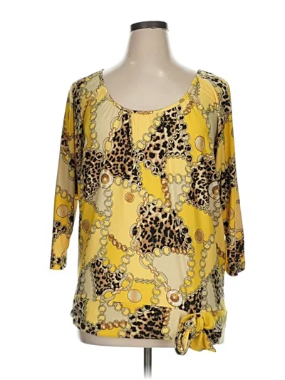 Pre-owned Jm Collection 3/4 Sleeve Blouse In Yellow