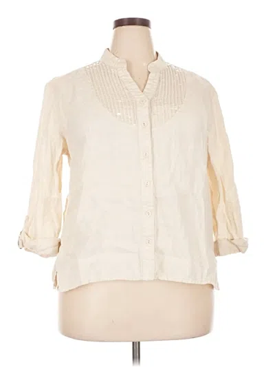 Pre-owned Jm Collection 3/4 Sleeve Button Down Shirt In Ivory