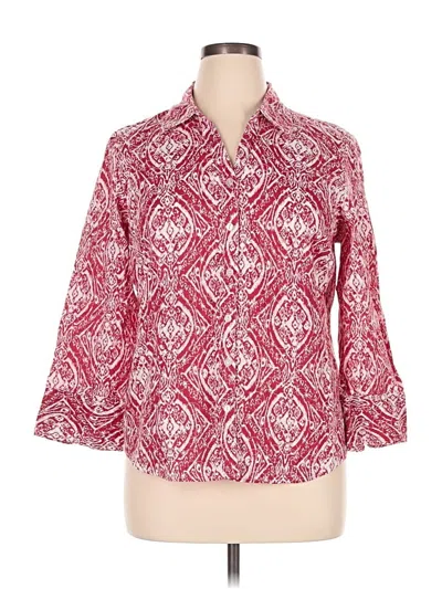 Pre-owned Jm Collection 3/4 Sleeve Button Down Shirt In Red