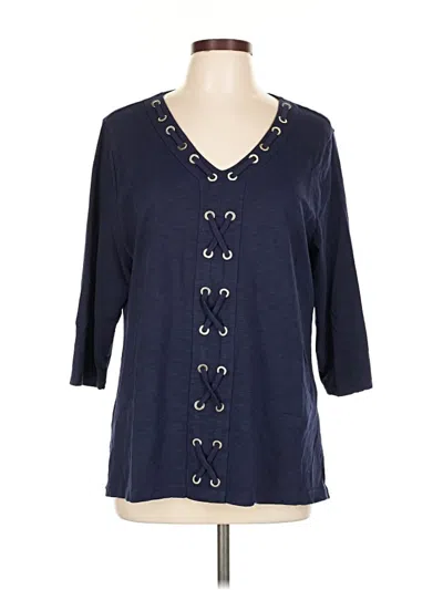 Pre-owned Jm Collection 3/4 Sleeve T-shirt In Blue