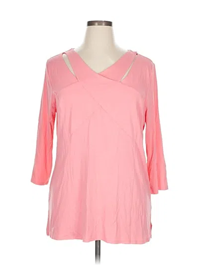 Jm Collection 3/4 Sleeve T-shirt In Pink