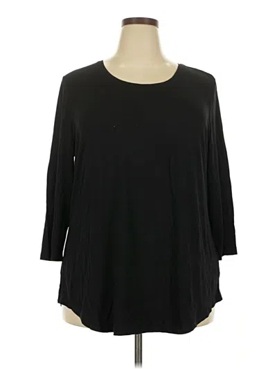 Pre-owned Jm Collection 3/4 Sleeve Top Black Boatneck Tops