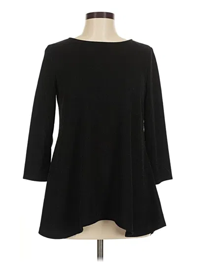 Pre-owned Jm Collection 3/4 Sleeve Top Black Boatneck Tops